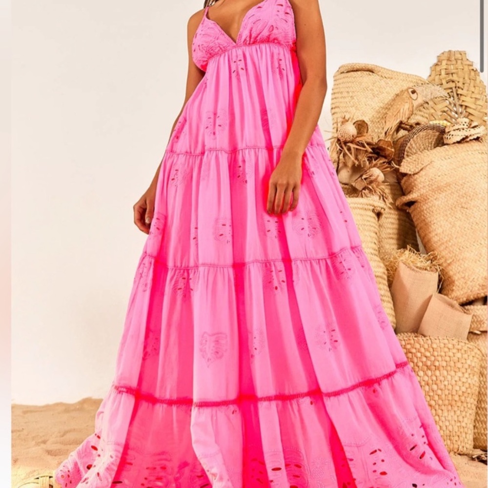 Farm Rio Neon Pink Maxi Dress